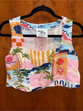Paper Heart Multicolor Tropical Crop Top
